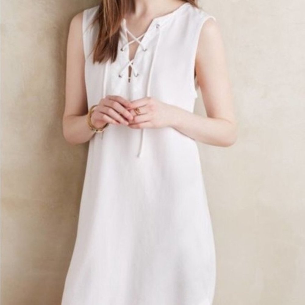 Anthropologie Cloth & Stone Linen Lace Up Dress